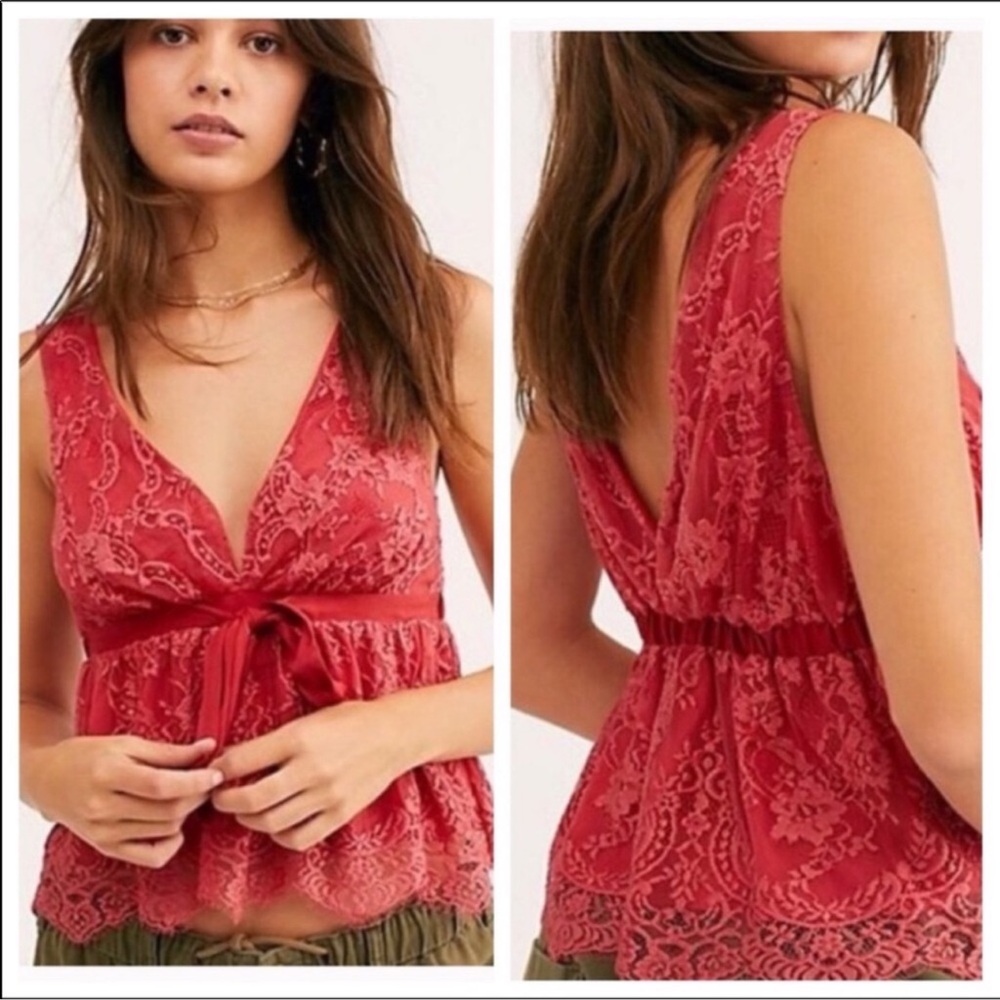 Free People Chante Lace Tank Frenchie Kiss NWT